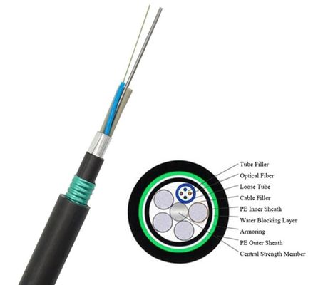 Outdoor underground armored 6-288 core fiber optic cable GYTA