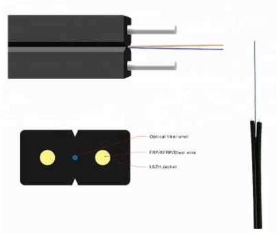 FTTH Singldemode FRP KFRP Steel Strength Member Fiber Optic Cable