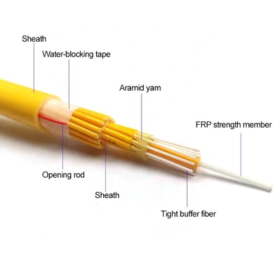 Indoor LSZH Aramid Yarn Strength G652D Fiber Optic Cable GJPFJH 4 6 8 12 24 48 Core