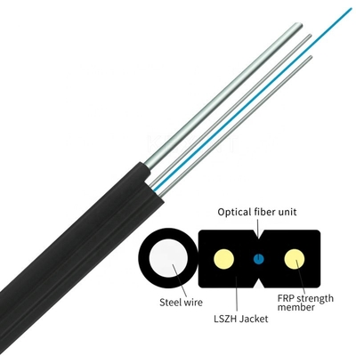 GJYXCH 1 2 4 Core G657A1 Steel Wire Or FRP Black Fiber Optic Drop Cable