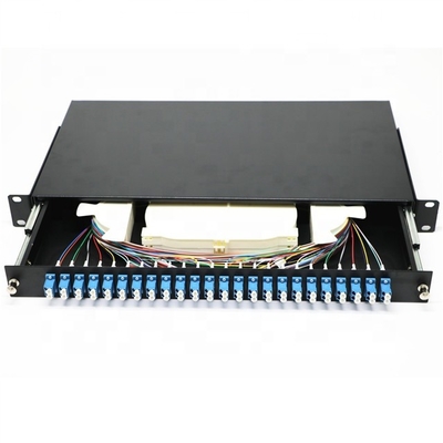 19 Inch Structure Wall Mounted 24 Port LC Duplex Adapters Fiber Optic Terminal Box