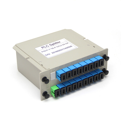 Rack Mount Plc Splitter ABS Box SC UPC Connectors Cassette Type 1X16 Optical Fiber Splitter