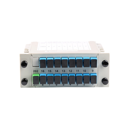 Rack Mount Plc Splitter ABS Box SC UPC Connectors Cassette Type 1X16 Optical Fiber Splitter