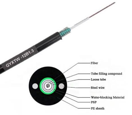 Network 2-12 Cores GYXTW Outdoor Rated Fiber Optic Cable