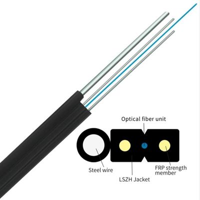 Indoor FTTH Fiber Optic Drop Cable 2 4 6 8 12 16 24 Core With LSZH Jacket