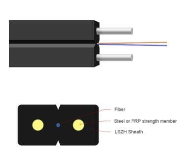 Single Mode FTTH Fiber Drop Cable 2 4 6 8 12 16 24 Core