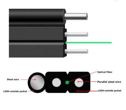 Low Smoke Sheath KFRP GJXFH 8 Core FTTH Indoor Drop Cable