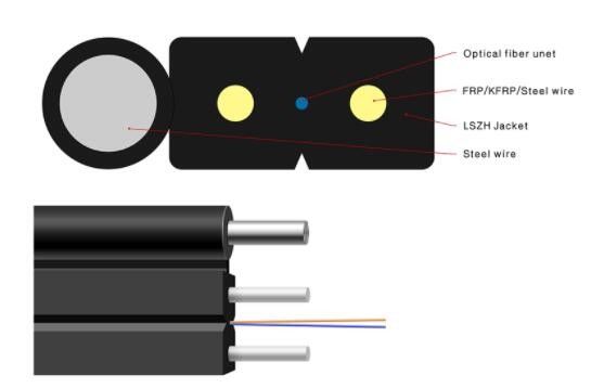 2 4 6 8 10 12 Core Indoor Outdoor Micro FTTH Drop Cable