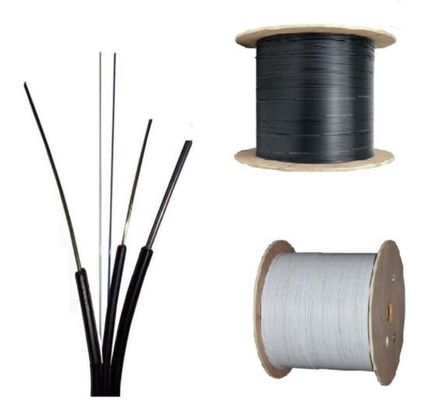 Low Friction LSZH Sheath FTTH Flat Fiber Optic Cable With Dropping Messenger