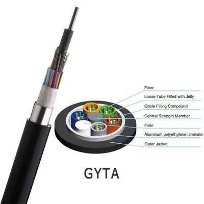 Outdoor Armoured Optic Fiber Cable GYTA Duct Buried 24 32 48 84 96 144 288 Cores